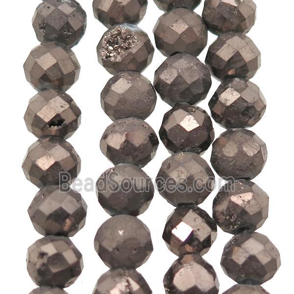 coffee Agate Druzy beads, faceted round