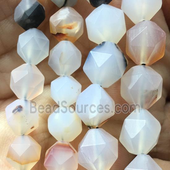 matte natural heihua Agate beads, faceted round