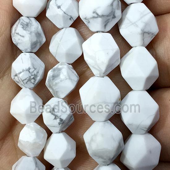 matte White Howlite Turquoise beads, faceted round