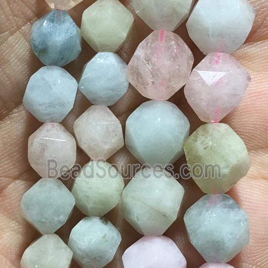 multi-color Morganite beads, faceted round