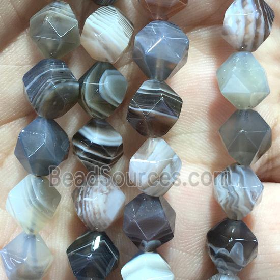 faceted round Botswana Agate beads