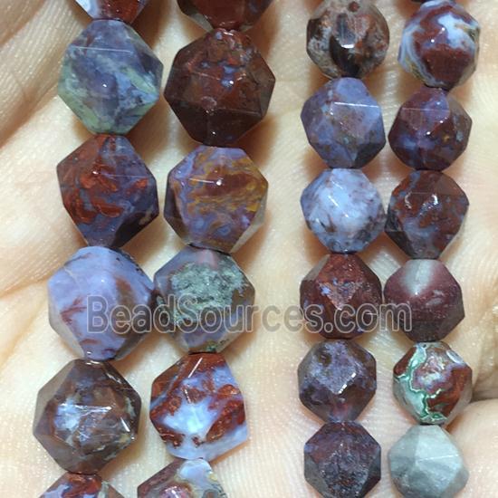 red Blood Stone beads, faceted round