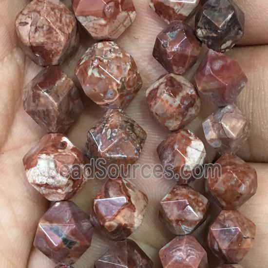 red Pomergranite Beads, faceted round