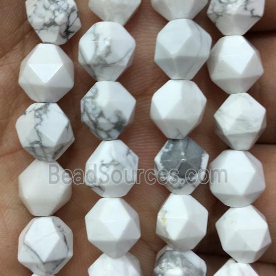 white Howlite Turquoise Beads, faceted round