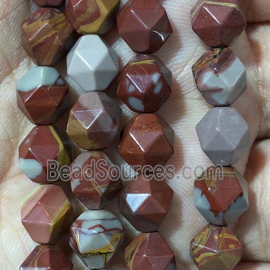 red Australian Picture Jasper Beads, faceted round