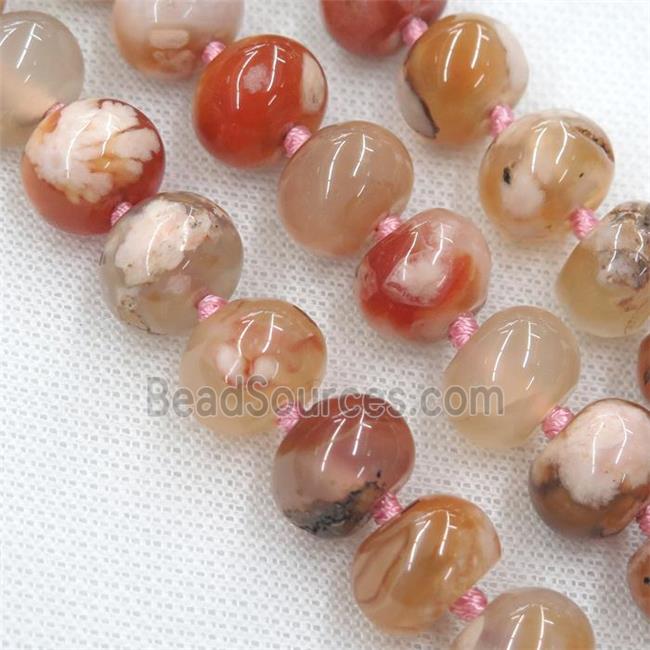 peach Cherry blossom Agate beads, rondelle