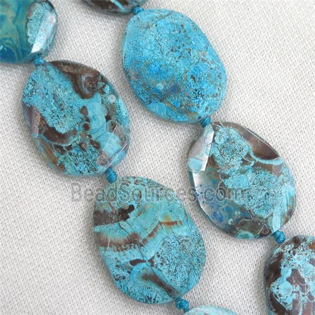 blue Ocean Jasper slab beads, faceted freeform