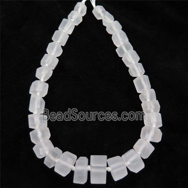 Clear Quartz rondelle beads, graduate, matte