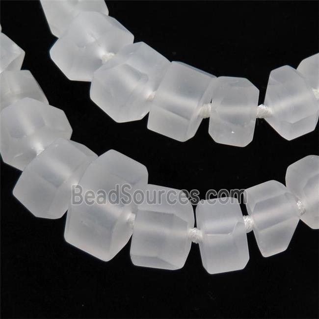 Clear Quartz rondelle beads, graduate, matte