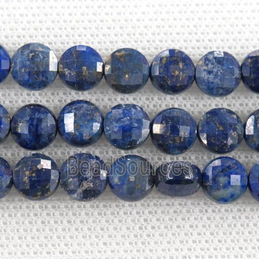 blue Lapis Beads, faceted coin