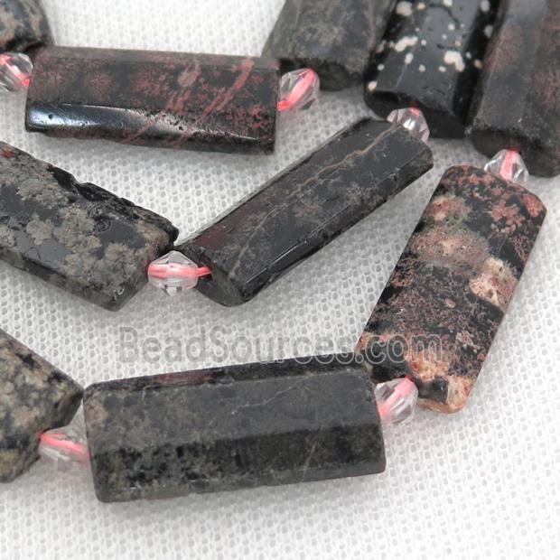 red Snowflake Jasper beads, faceted rectangle