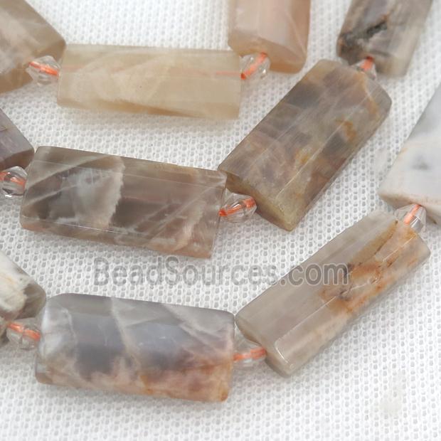 MoonStone Beads, faceted rectangle, B-grade