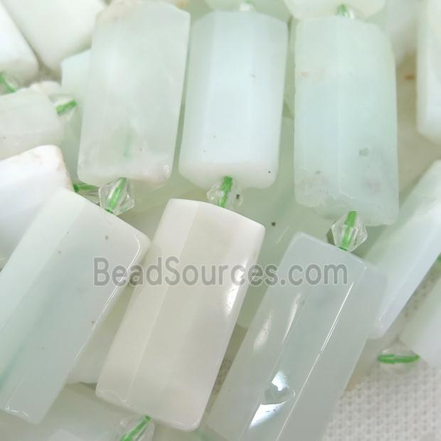 green Opal Stone Beads, faceted rectangle