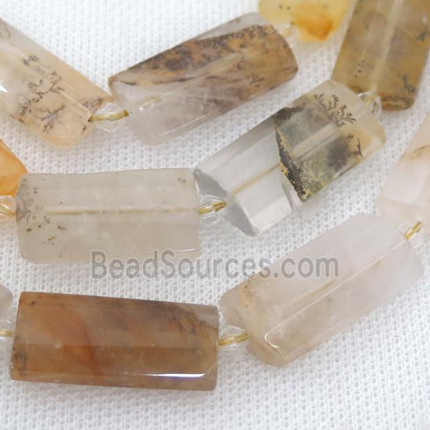 landscape Quartz Beads, faceted rectangle