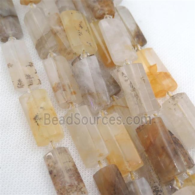 landscape Quartz Beads, faceted rectangle