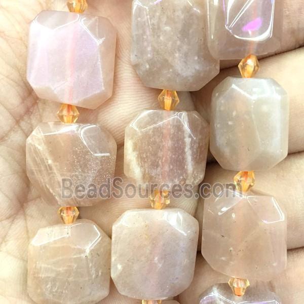 peach Moonstone square beads