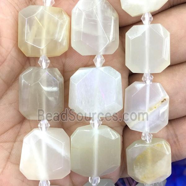 white moonstone square beads