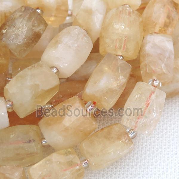 Citrine Beads, faceted Cuboid