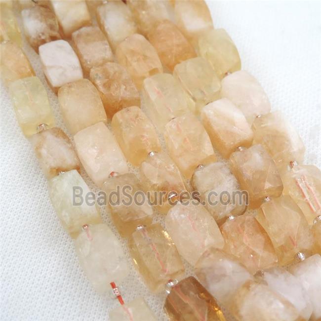 Citrine Beads, faceted Cuboid