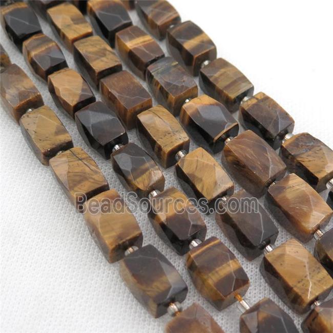 Tiger eye stone Beads, faceted Cuboid