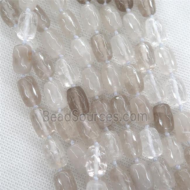 Clear Quartz beads, faceted barrel