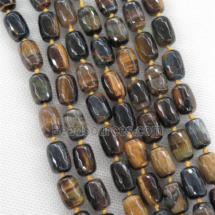 Tiger eye stone beads, faceted barrel