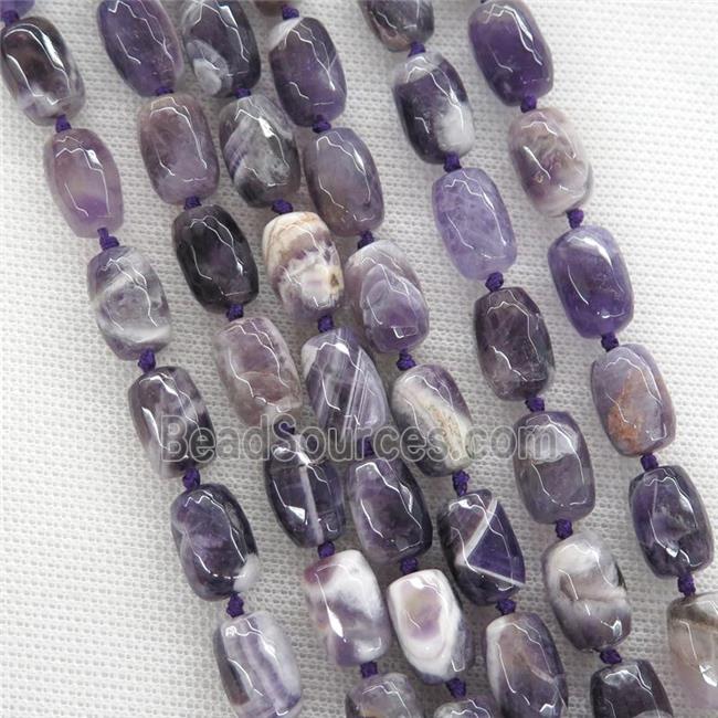 dogteeth Amethyst beads, faceted barrel