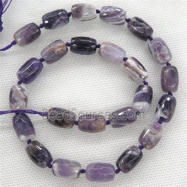 dogteeth Amethyst beads, faceted barrel