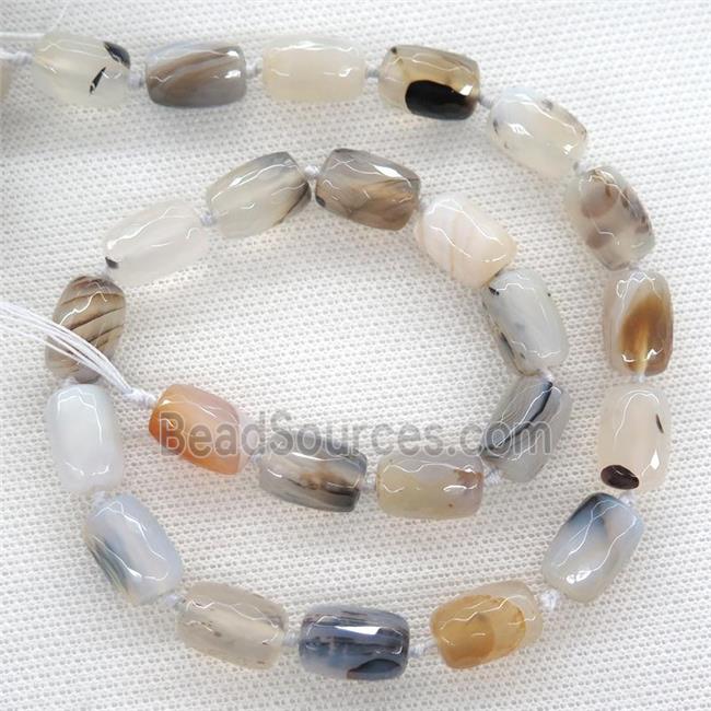 Heihua Agate Beads, faceted barrel