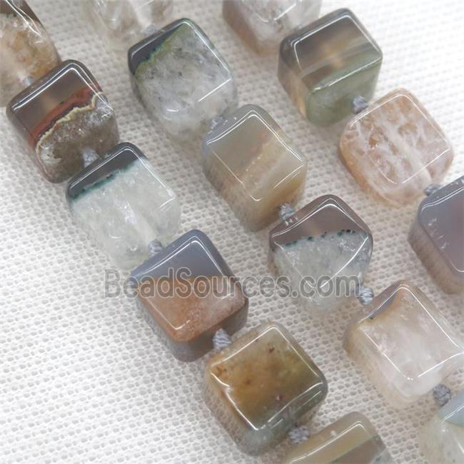 druzy agate cube beads, mixed