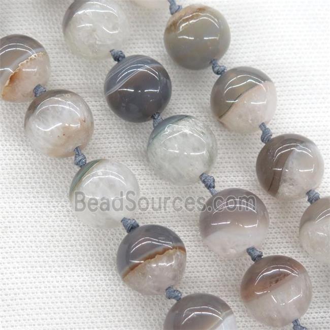 gray Agate druzy beads, round