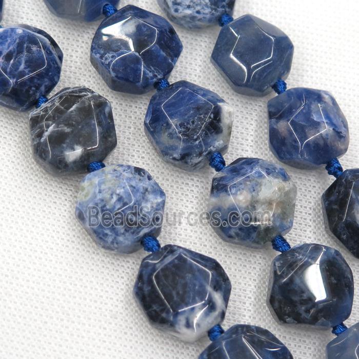 blue Sodalite beads, faceted freeform