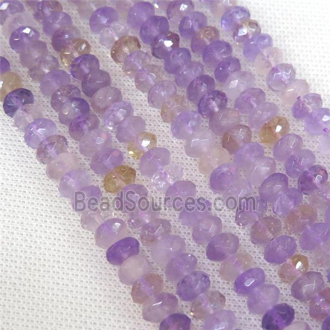 purple Ametrine beads, faceted rondelle