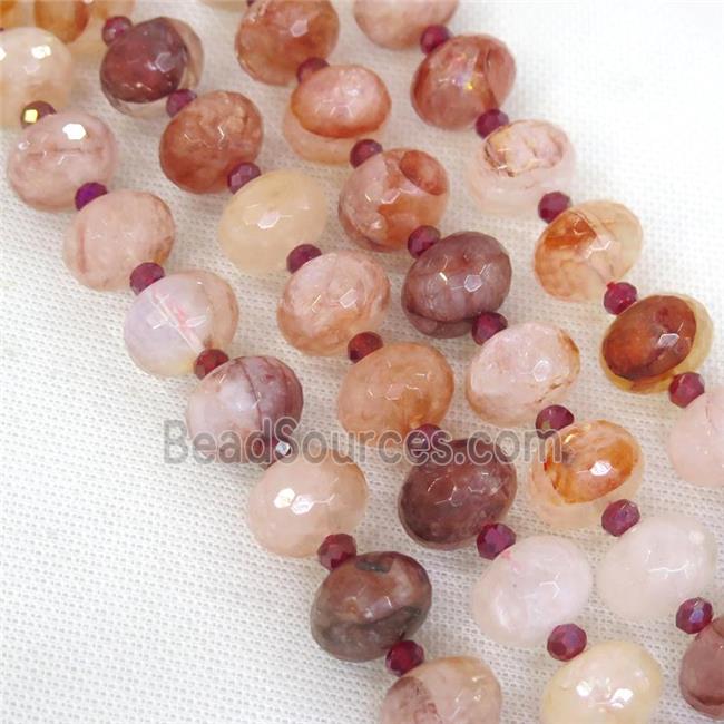 red Iron Quartz beads Ferruginous faceted rondelle