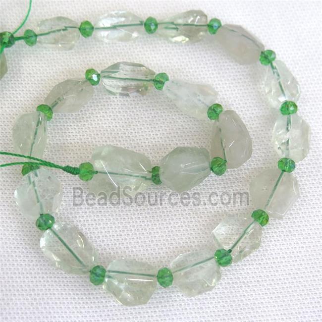 green Quartz beads, freeform