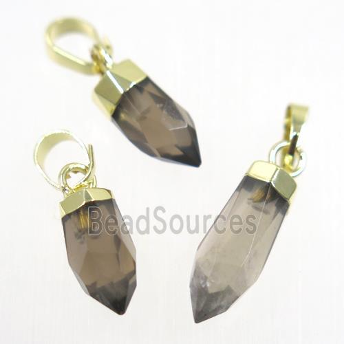 Smoky Quartz bullet pendant, gold plated