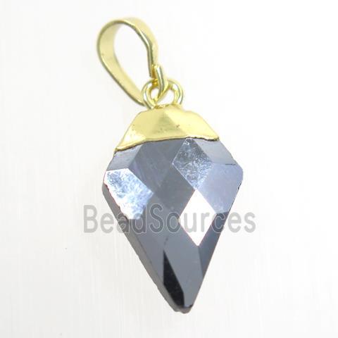 Terahertz stone arrowhead pendant, gold plated