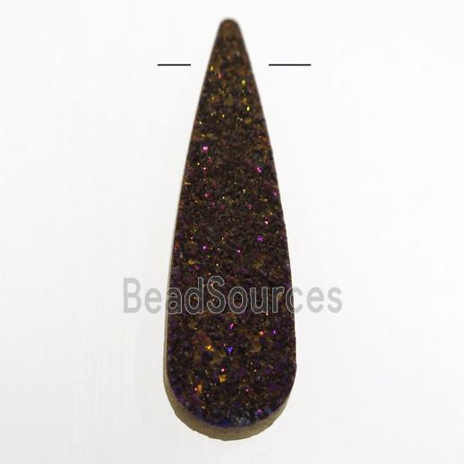 purple druzy quartz pendant, teardrop