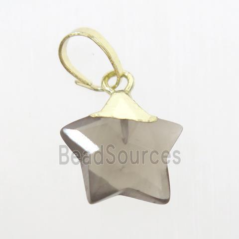 Smoky Quartz star pendant, gold plated