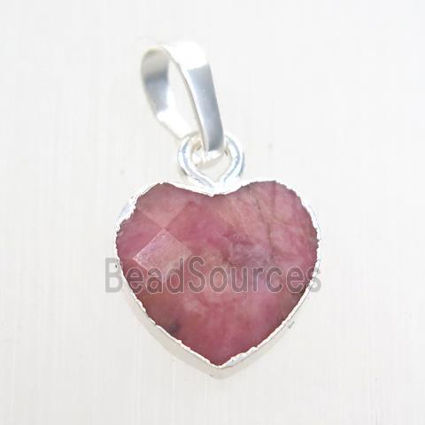 pink Tourmaline heart pendant, silver pendant