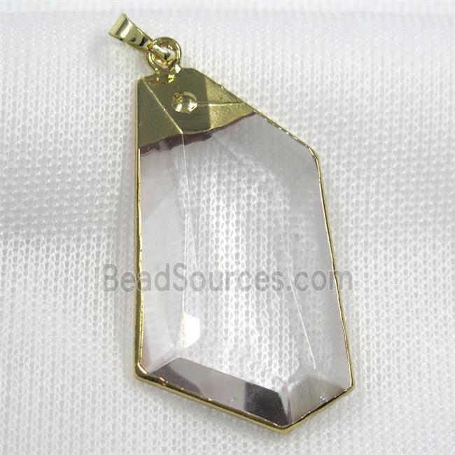 Glass crystal polygon pendants, gold plated