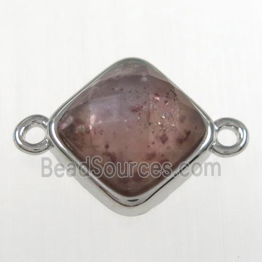 Strawberry Quartz connector, platinum plated