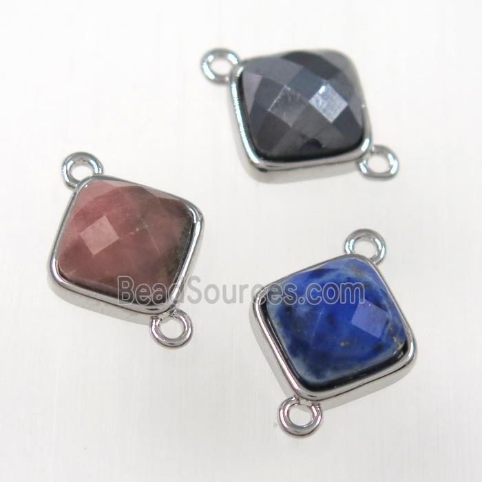 gemstone connector, platinum plated