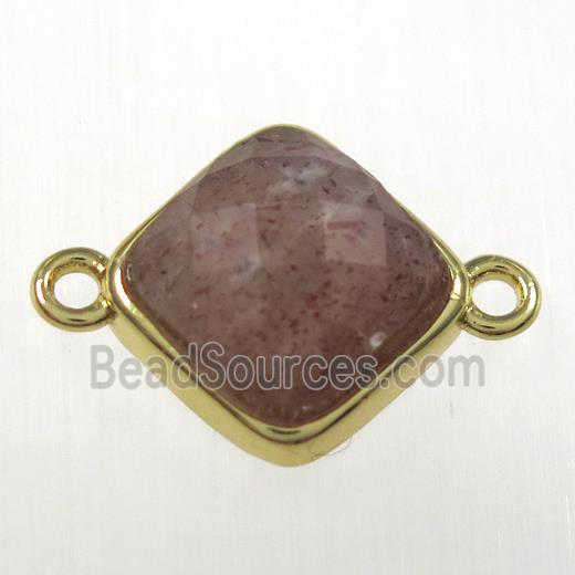 Strawberry Quartz connector, gold plated