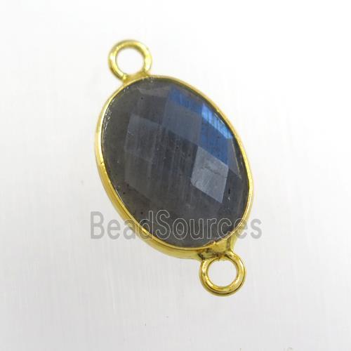 Labradorite connector, oval, gold plated