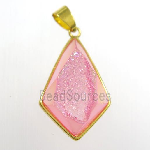 pink Druzy Agate teardrop pendant