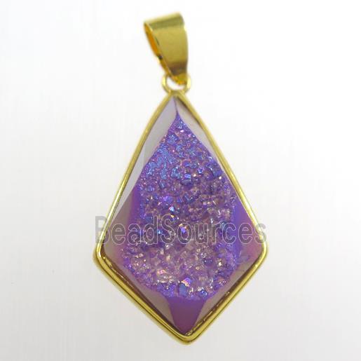 purple Druzy Agate teardrop pendant