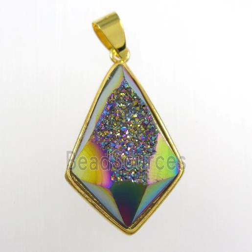 rainbow Druzy Agate teardrop pendant