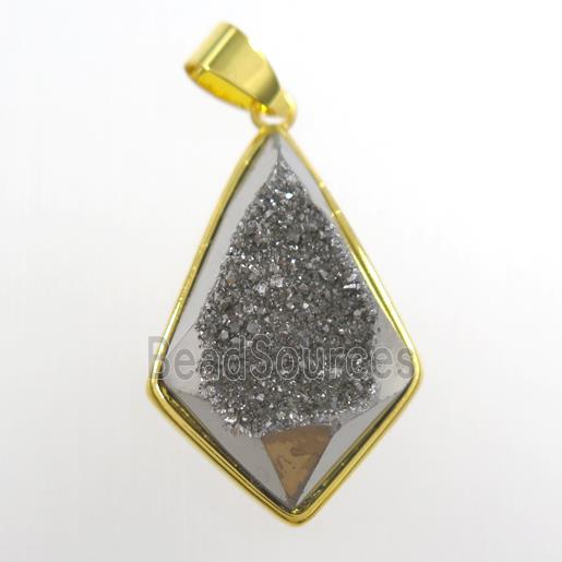 silver Druzy Agate teardrop pendant