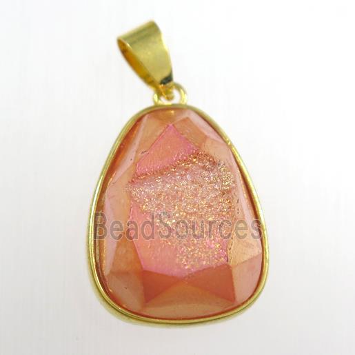 red Druzy Agate teardrop pendant